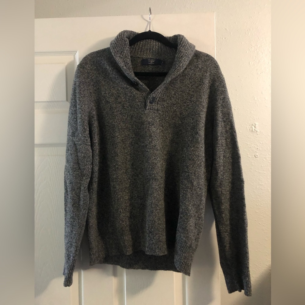 100% lamb wool J Crew Shawl Collar Sweater Grey
